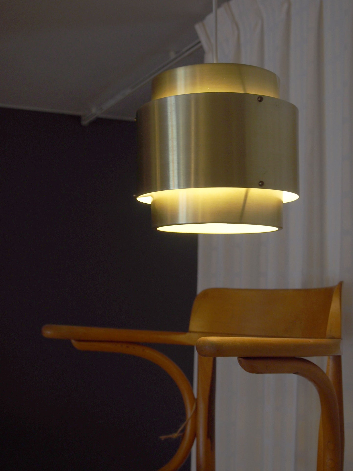 Vintage - Denmark - Gold metal pendant lamp