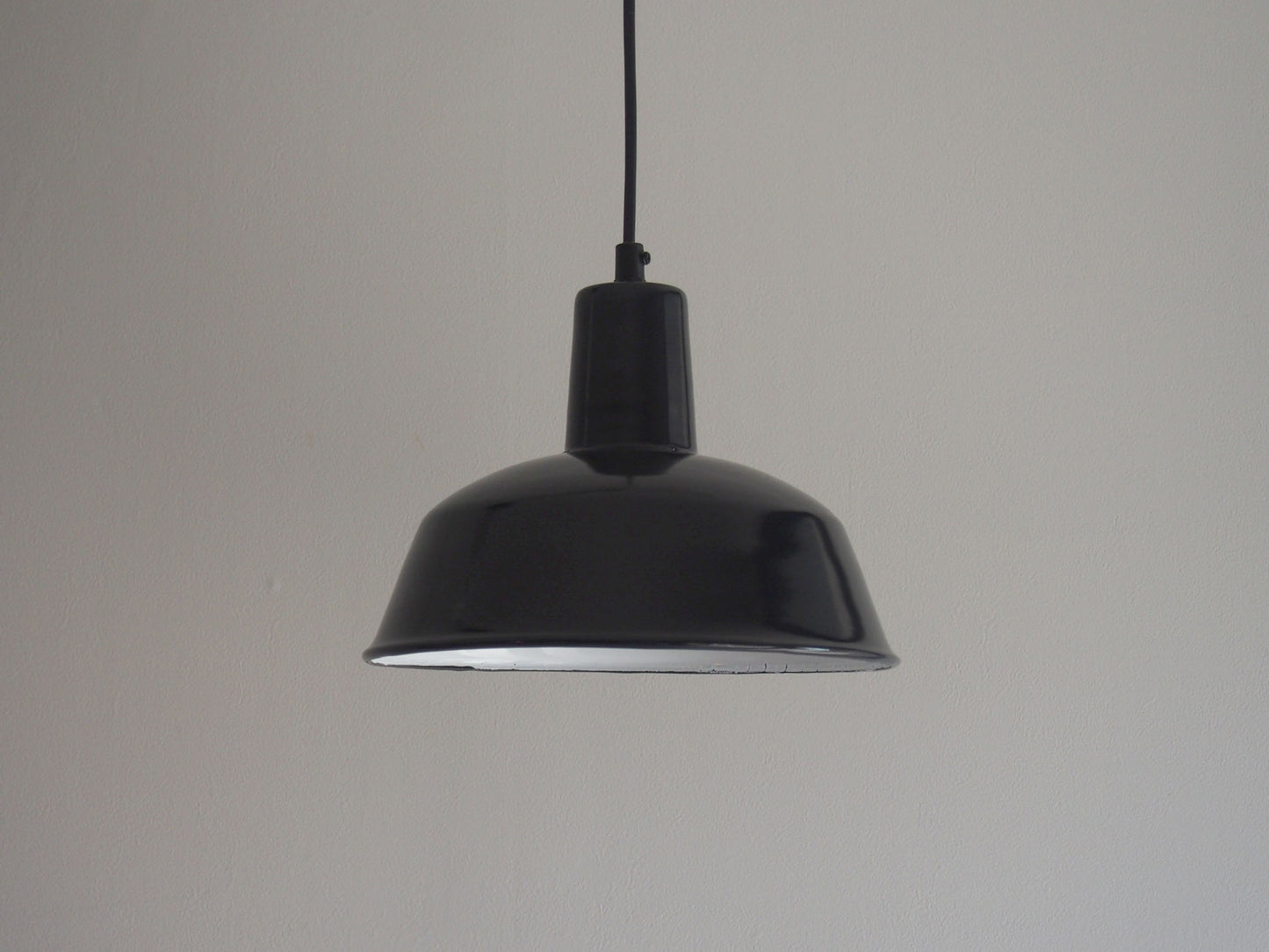 Vintage - Poland - Black Enamel Pendant Lamp